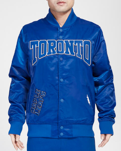 Men's Toronto Maple Leafs NHL Hockey Pro Standard Blue Classic Satin Full-Snap Jacket