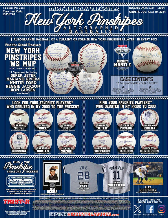 2024 TriStar Hidden Treasures New York Pinstripes Autographed Baseball Hobby Box