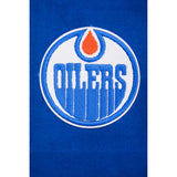 Men's NHL Hockey Edmonton Oilers Rib Wool Navy/White Varsity Jacket By Pro Standard
