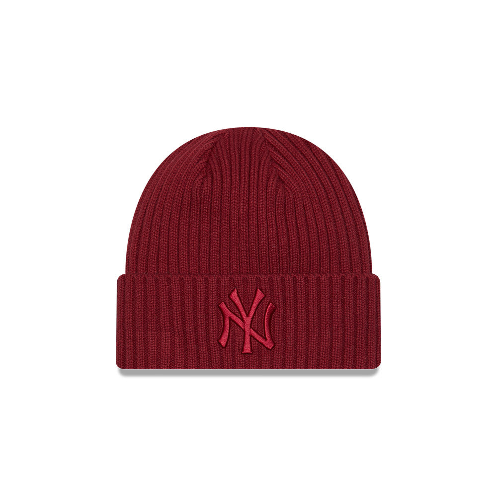 Bonnet New Era Essential Cuff - New York Yankees - Rouge Foncé - Unisexe - Neuf