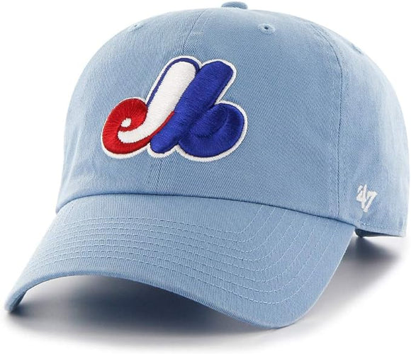 Men's Montreal Expos MLB '47 Brand Powder Blue Vintage Clean Up Adjustable Hat