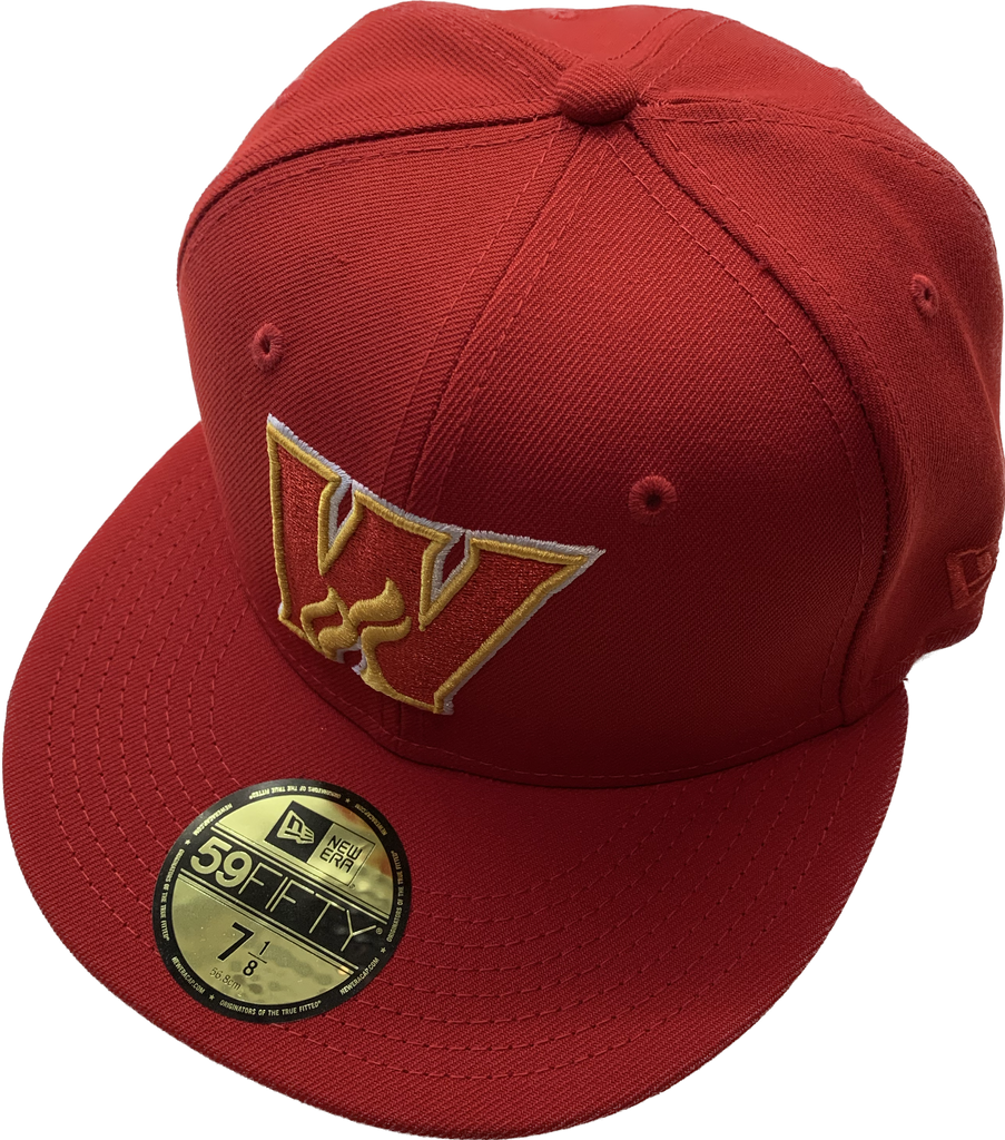 Men's Calgary Wranglers Red Custom Logo New Era 59fifty Fitted Hat