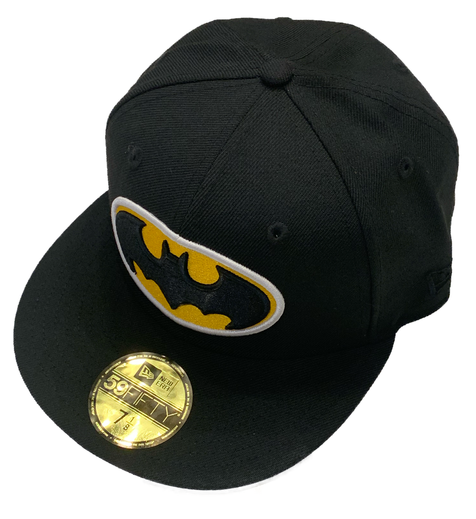 Men s DC Comics Batman Classic Logo 59Fifty Fitted New Era Black Hat C Bleacher Bum Collectibles
