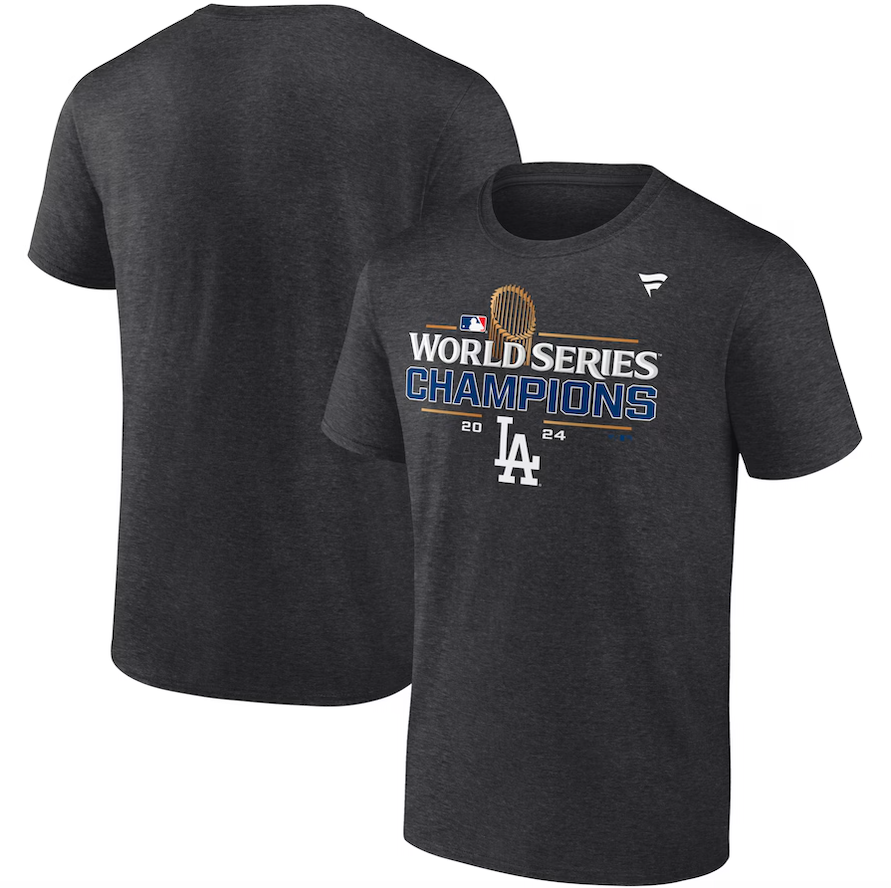 Men's Fanatics Heather Charcoal Los Angeles Dodgers 2024 World