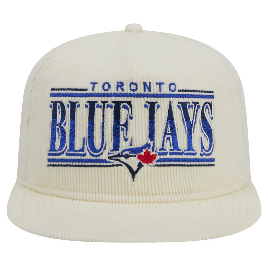 Men's Toronto Blue Jays New Era Cream Throwback Bar Golfer Corduroy Sn