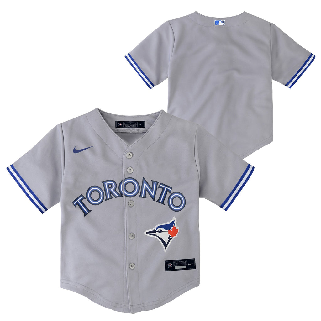 Men's Toronto Blue Jays Road Grey Replica Team MLB Baseball Blank Button  Jersey