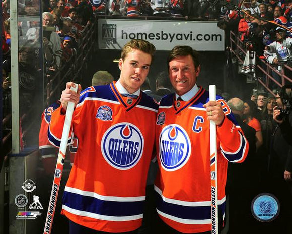 Connor McDavid Wayne Gretzky Duo Pose Edmonton Oilers Picture Photograph Various Sizes - Bleacher Bum Collectibles, Toronto Blue Jays, NHL , MLB, Toronto Maple Leafs, Hat, Cap, Jersey, Hoodie, T Shirt, NFL, NBA, Toronto Raptors