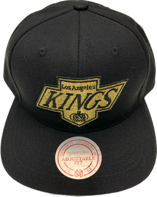 Los Angeles Kings Strapback Cap Mitchell & Ness Leather Brim Black & Gold
