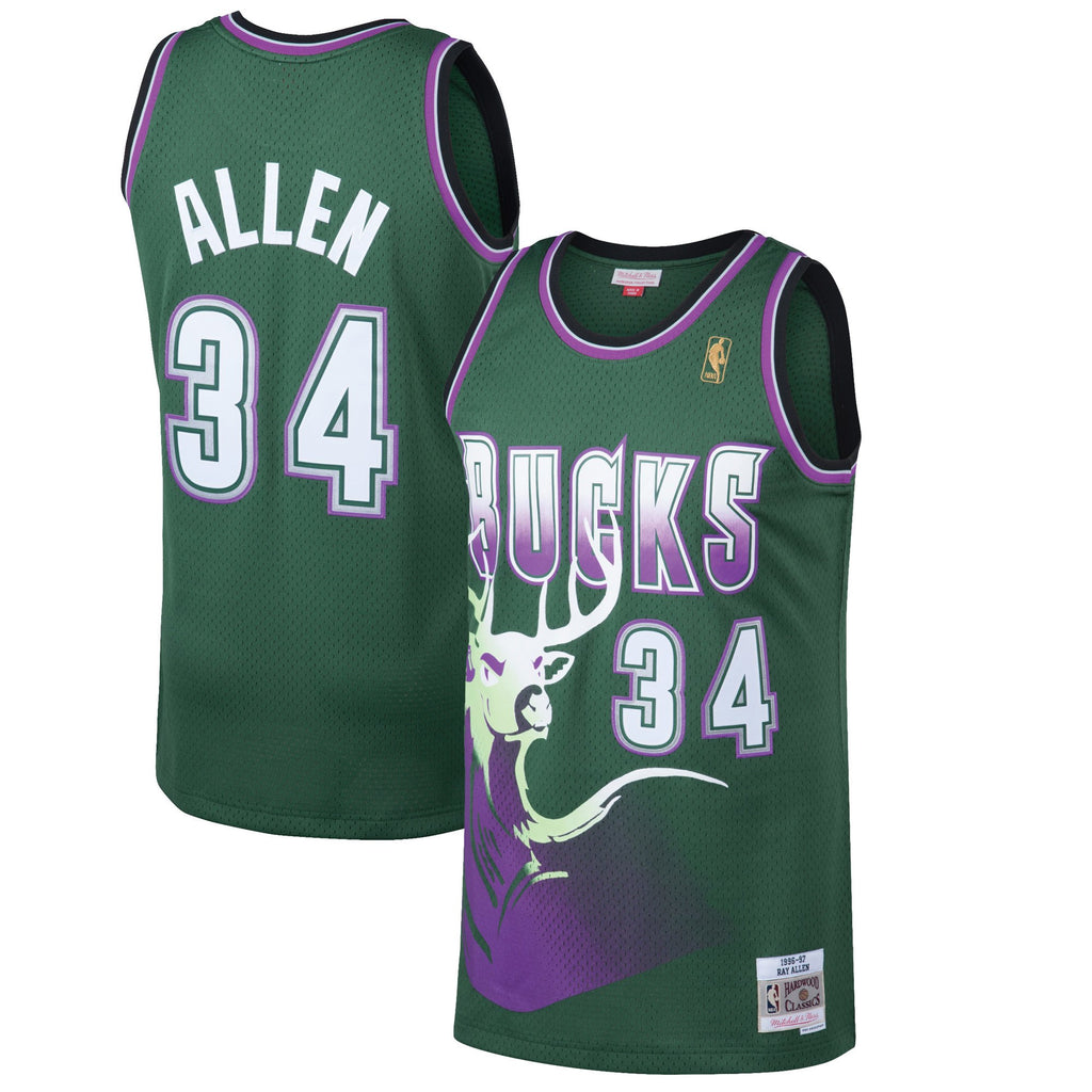Men's Milwaukee Bucks Ray Allen Mitchell & Ness Kelly Green 1996-97 Ha –  Bleacher Bum Collectibles