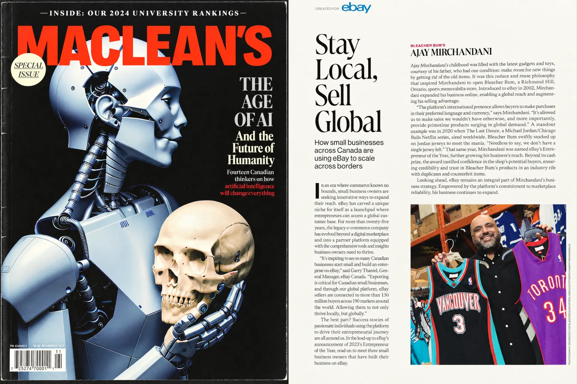 Bleacher Bum featured in Maclean's magazine cover and eBay article spread
