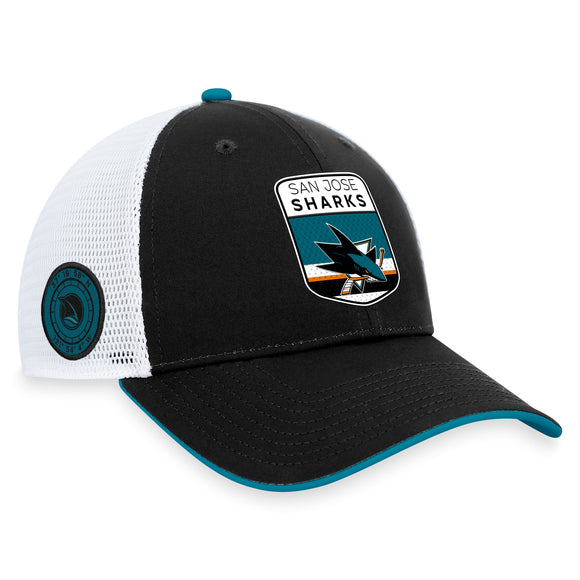 Men's San Jose Sharks Fanatics Branded Black 2023 NHL Draft On Stage Trucker Adjustable Hat
