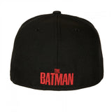 The Batman Robert Patterson Logo  DC Comics New Era 59Fifty Fitted Hat - Black/Scarlett