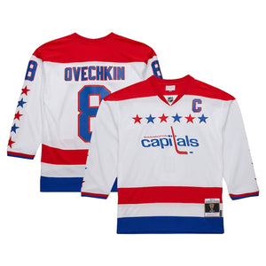 Men's Washington Capitals Alexander Ovechkin Mitchell & Ness White 2012/13 Captain Blue Line Player Jersey