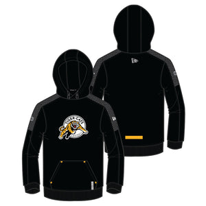 Men's New Era Black Hamilton Tiger-Cats Sideline Shuffle Pullover Hoodie