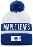 Toronto Maple Leafs Fanatics Branded Authentic Pro Cuffed Knit Hat with Pom - White/Blue