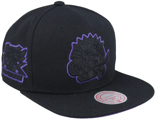 Men’s NBA Toronto Raptors Mitchell & Ness Black Out TC Bottom 20th Anniversary Snapback Hat – Black