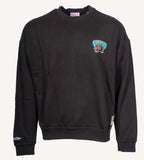 Men's Black Vancouver Grizzlies Mitchell & Ness Oversweep Crewneck Oversized Pullover Sweatshirt