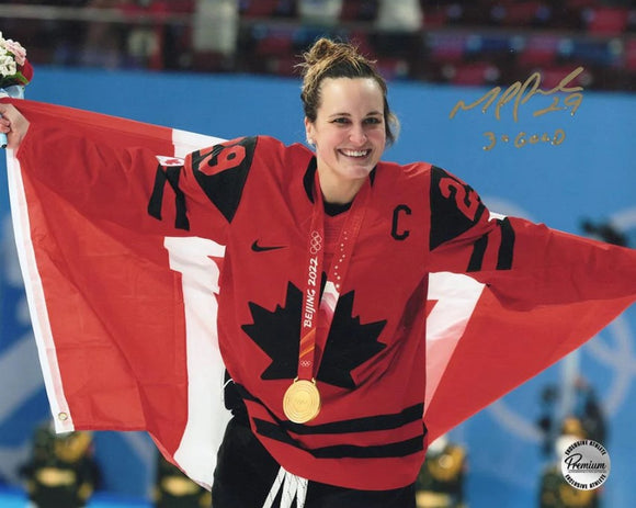 Marie-Philip Poulin Team Canada Signed 8x10 Photograph Gold Medal Celebration w/ 3x Gold Inscription