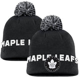 Men's Toronto Maple Leafs Fanatics Black High Stick Cuffed Knit Hat with Pom