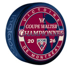 PWHL Women's Hockey 2026 Walter Cup Champions Montreal Victoire Souvenir Navy Puck- By Inglasco