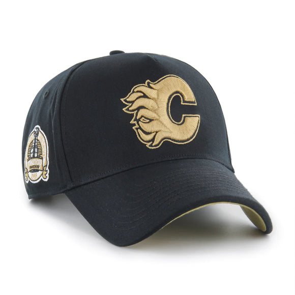 Men’s NHL Calgary Flames ’47 Brand Deluxe Sure Shot MVP DT Adjustable Hat – Black/Gold