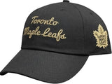 Men's Toronto Maple Leafs NHL Mitchell & Ness Gold Script Buckle Adjustable Black Hat