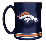 Denver Broncos Primary Logo Navy Orange NFL Football 14oz Sculpted C-Handle Mug