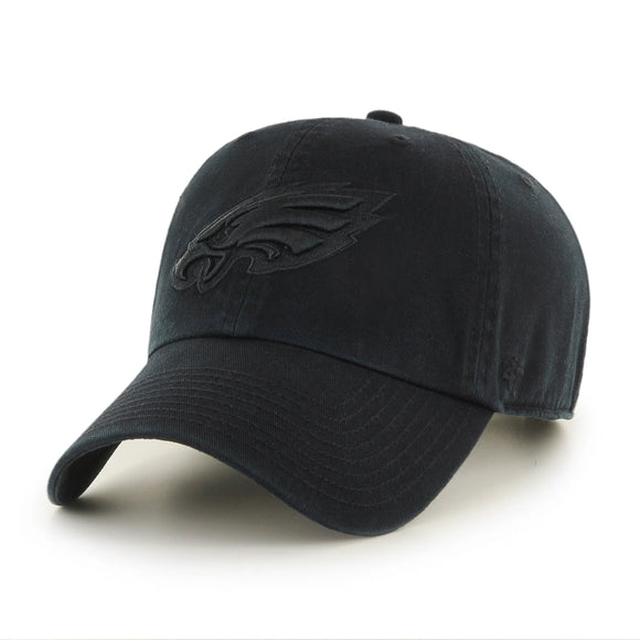 Men's Philadelphia Eagles '47 Clean Up Black on Black Hat Cap NFL Football Adjustable Strap