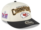 Men's New Era Cream/Black Kansas City Chiefs Super Bowl LVIII Champions Locker Room Low Profile 9FIFTY Snapback Hat