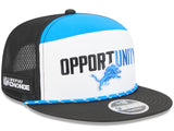 Men's New Era White/Black Detroit Lions 2025 Inspire Change Split Panel 9FIFTY Snapback Hat