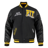 Men's NFL Pittsburgh Steelers Team Pennants Black Win Wool Varsity Jacket By Pro Standard