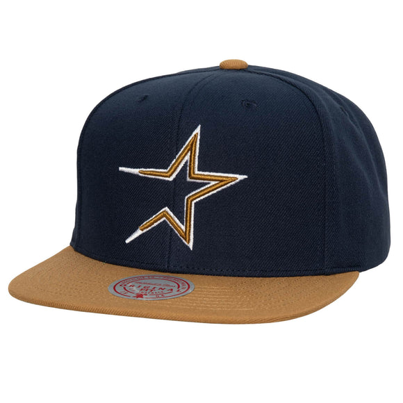 Men's Houston Astros MLB Mitchell & Ness Navy/Gold Cooperstown Evergreen Snapback Hat