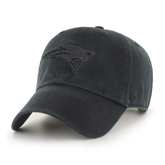 Men's New England Patriots '47 Clean Up Black on Black Hat Cap NFL Football Adjustable Strap