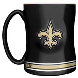 New Orleans Saints Primary Logo Black Gold NFL Football 14oz Sculpted C-Handle Mug