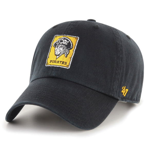Men's Pittsburgh Pirates MLB '47 Brand Black Vintage Clean Up Adjustable Hat