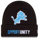 Detroit Lions NFL Football New Era 2025 Inspire Change Cuffed Knit Hat - Black