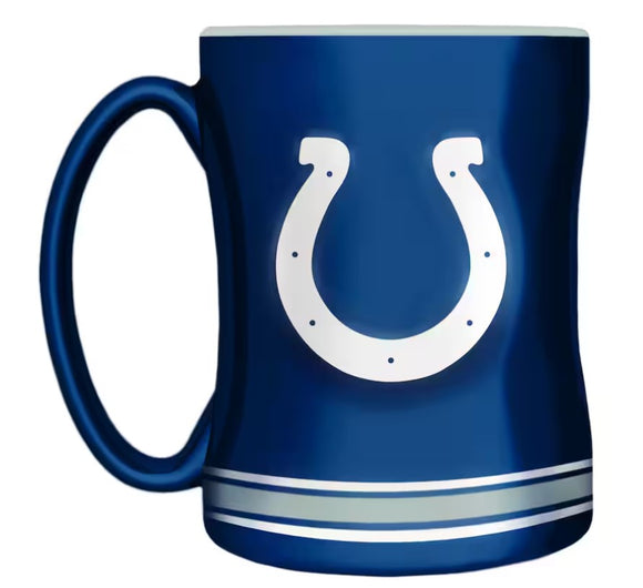 Indianapolis Colts Primary Logo Blue Grey NFL Football 14oz Sculpted C-Handle Mug