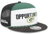 Men's New Era White/Black Green Bay Packers 2025 Inspire Change Split Panel 9FIFTY Snapback Hat
