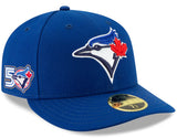 Men's Toronto Blue Jays New Era Royal Blue 50th Anniversary Logo MLB Side Patch Low Profile 59FIFTY Fitted Hat