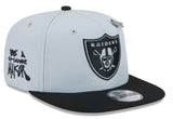 Men's New Era Gray/Black Las Vegas Raiders 2024 Inspire Change A-Frame 9FIFTY Snapback Hat