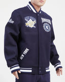Men's Navy Blue New York Yankees Pro Standard Crest Wool Varsity Jacket