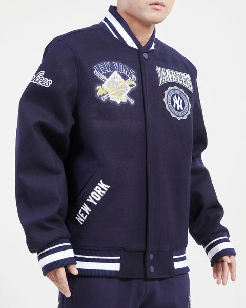 Men's Navy Blue New York Yankees Pro Standard Crest Wool Varsity