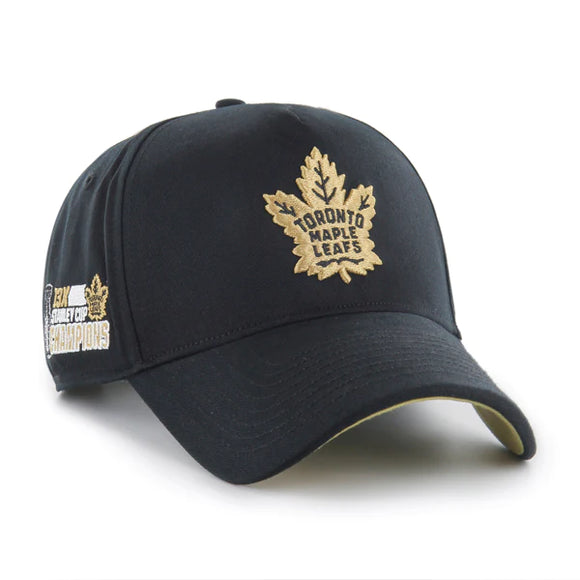 Men’s NHL Toronto Maple Leafs ’47 Brand Deluxe Sure Shot MVP DT Adjustable Hat – Black/Gold