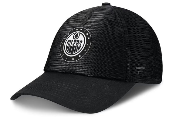 Men's Edmonton Oilers Fanatics Black Sin Bin Mesh Adjustable Hat