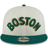 Boston Celtics New Era 2023/24 City Edition Official 9FIFTY Snapback Hat - Cream/Kelly Green