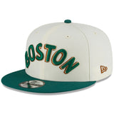 Boston Celtics New Era 2023/24 City Edition Official 9FIFTY Snapback Hat - Cream/Kelly Green