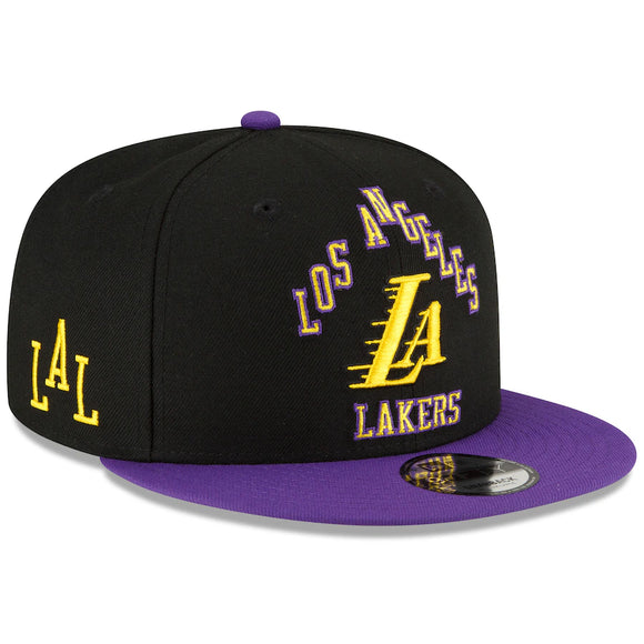 Men's Los Angeles Lakers New Era 2023/24 City Edition Official 9FIFTY Snapback Hat - Black/Purple