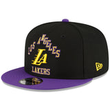 Men's Los Angeles Lakers New Era 2023/24 City Edition Official 9FIFTY Snapback Hat - Black/Purple