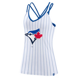 Women's Toronto Blue Jays Fanatics Branded White Primary Logo Strappy V-Neck Tank Top