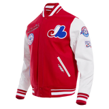 Men's MLB Montreal Expos Retro Classic Rib Wool Red Varsity Jacket By Pro Standard